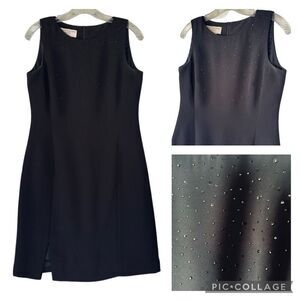 Jones New York Black Sheath Dress Embellished Top Beaded Cocktail Party Size 8P
